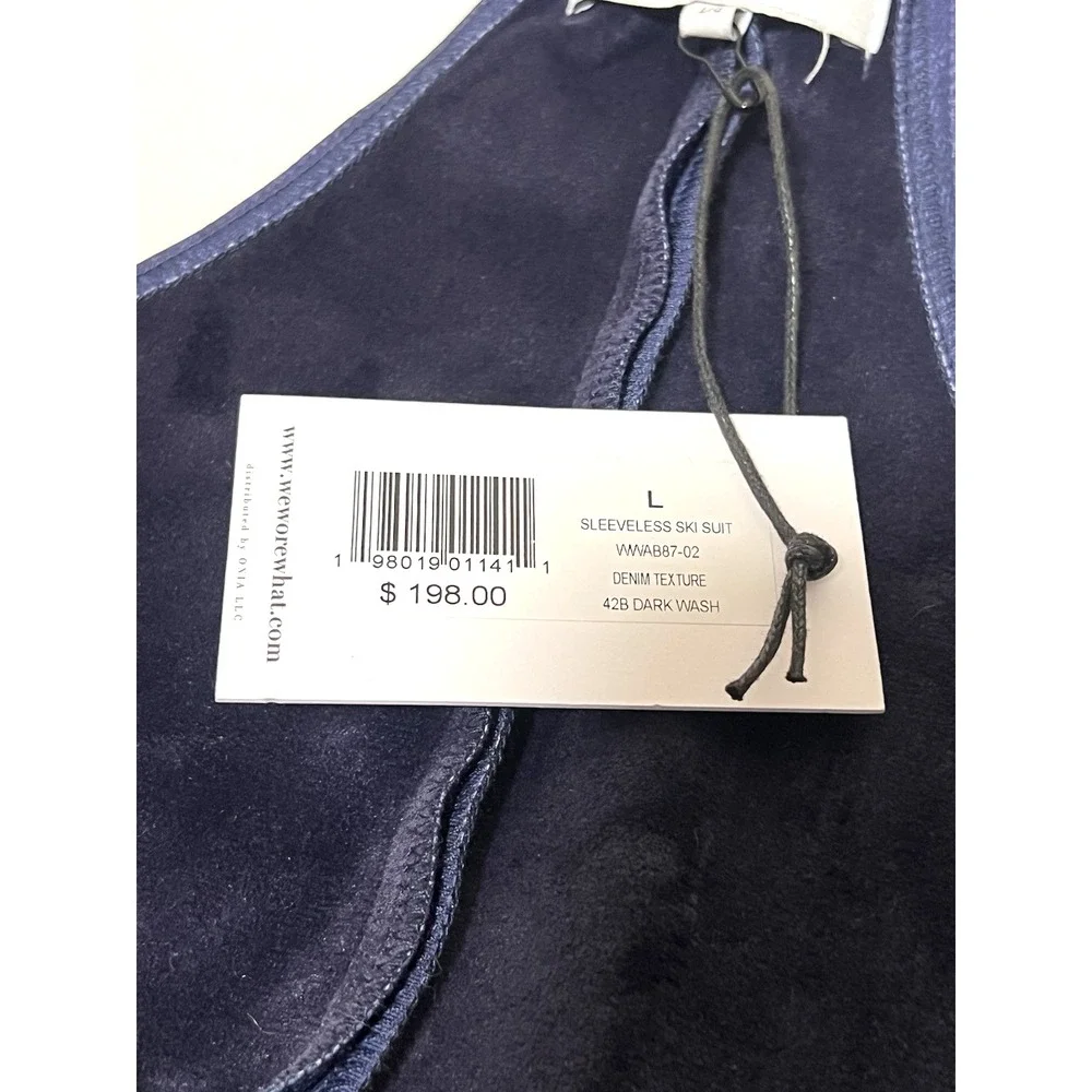 We Wore What Women's Sleeveless‎ Ski Suit Darkwash Denim Texture Size L